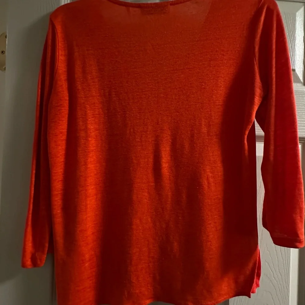 Sandro silk and soft knit layered bottom V-neck top - Picture 2 of 3
